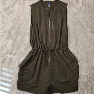 Womens Utility Romper Shorts Olive Green Stretchtech Dry Quick XXL